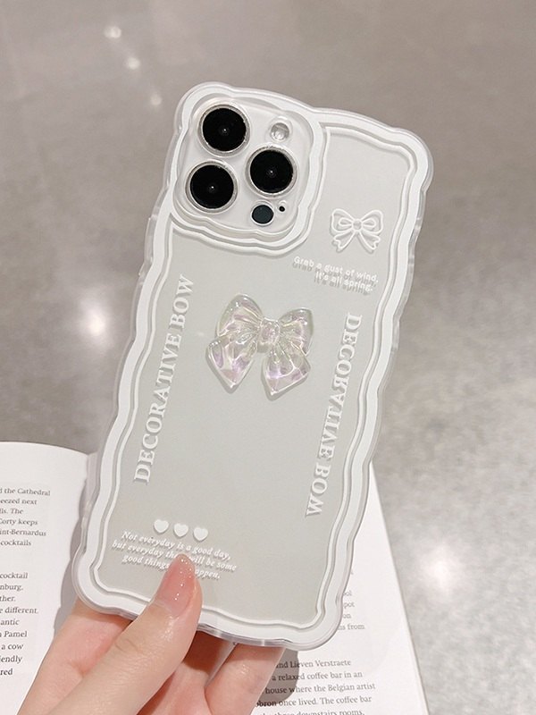 Funda transparente para teléfono con decoración de lazo